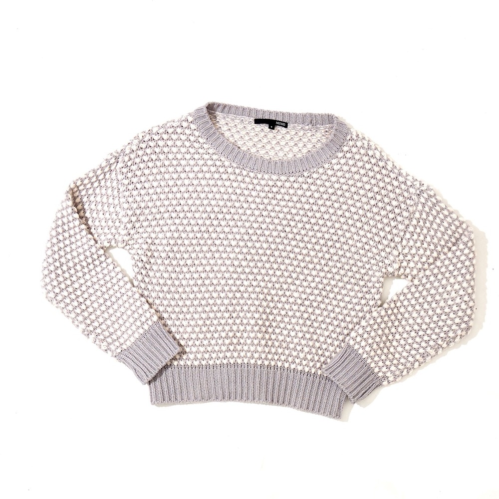 NWOT Adorable gray and white knit sweater